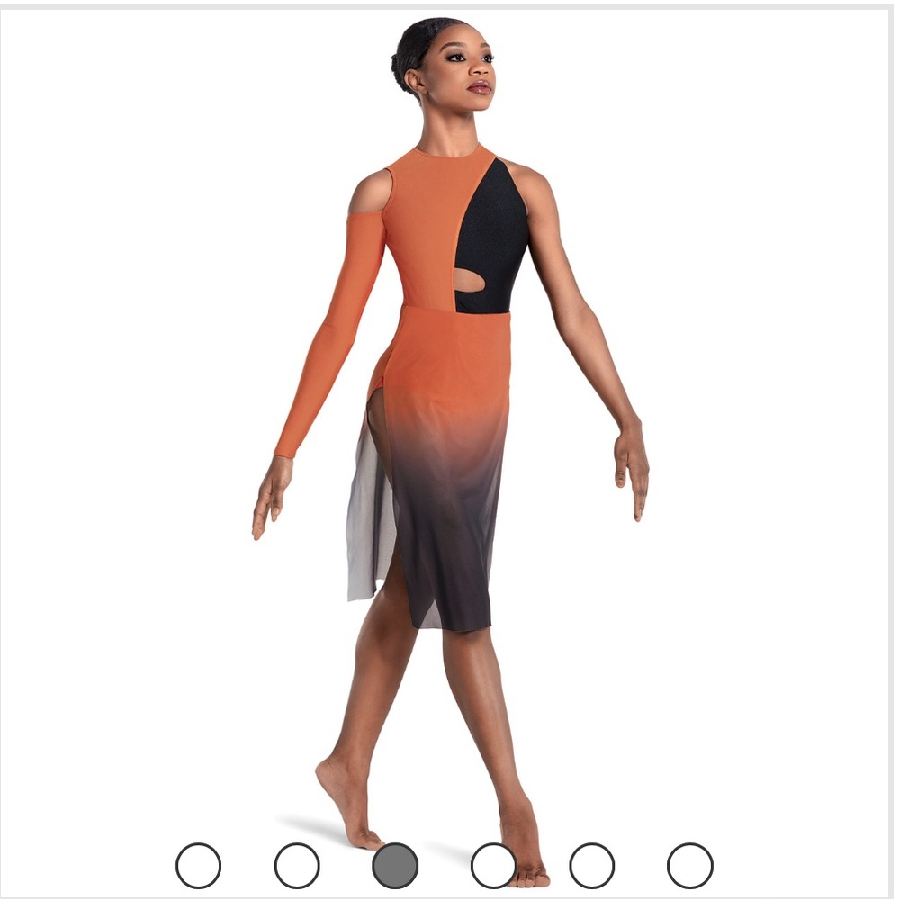 Modern, contemporary, lyrical dance costume copper made by revolution
